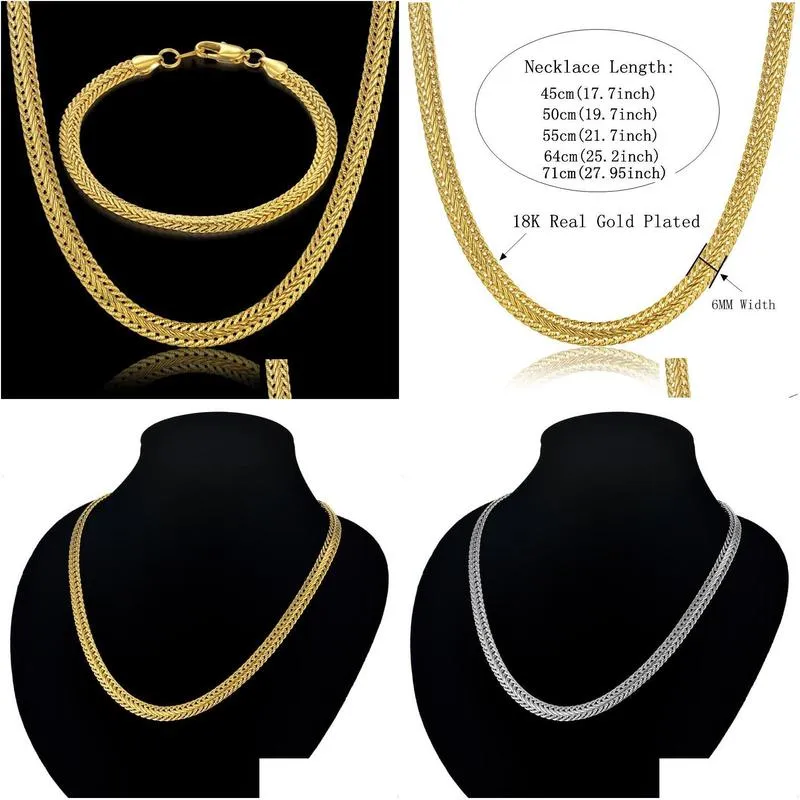 Earrings & Necklace Men Women`s Jewelry Set Gold Silver Color Bracelet Curb Cuban Weaving Snake Chain 2021 Wholesale