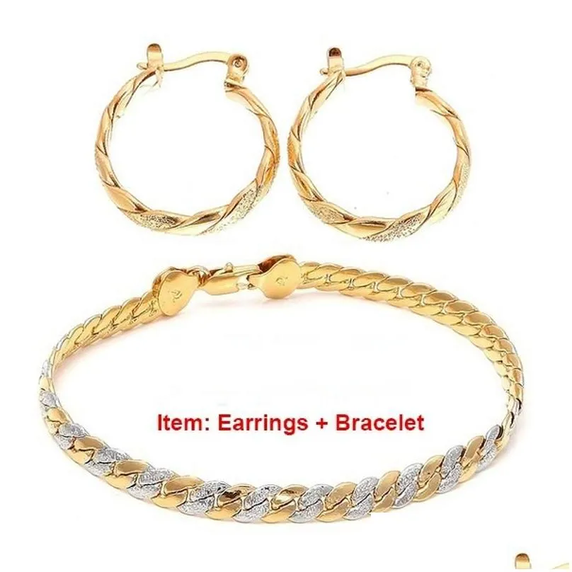 Earrings & Necklace For Women`s 6mm Gold Bracelets Men`s And Jewelry Set Women Wedding Sets