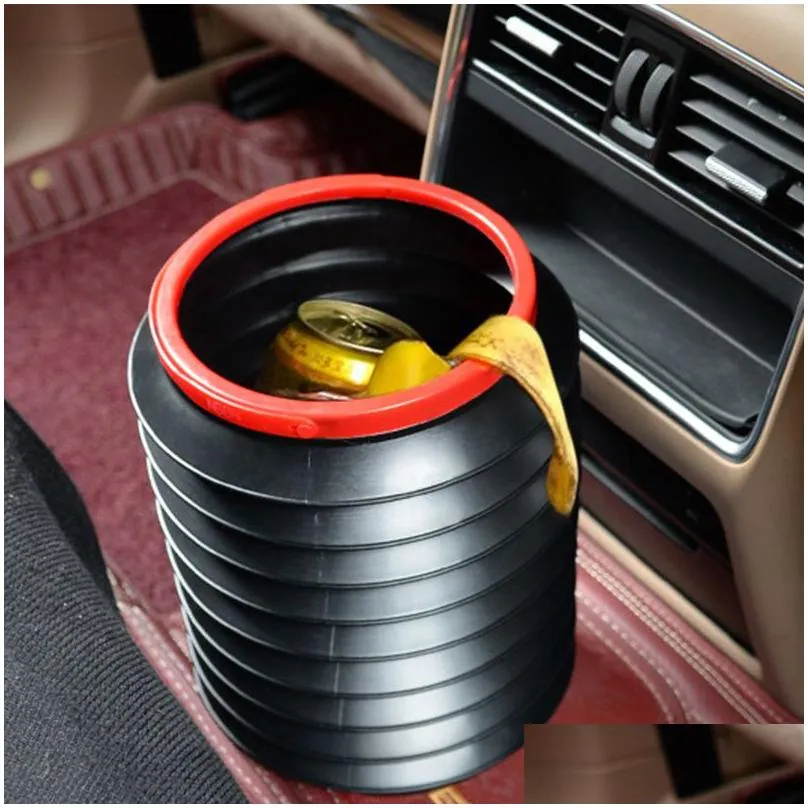 Car Trash Bin Can Foldable 4L Auto Storage Box RV Bucket Wastebasket Container Trash Bin Car Accessories Auto For Cars