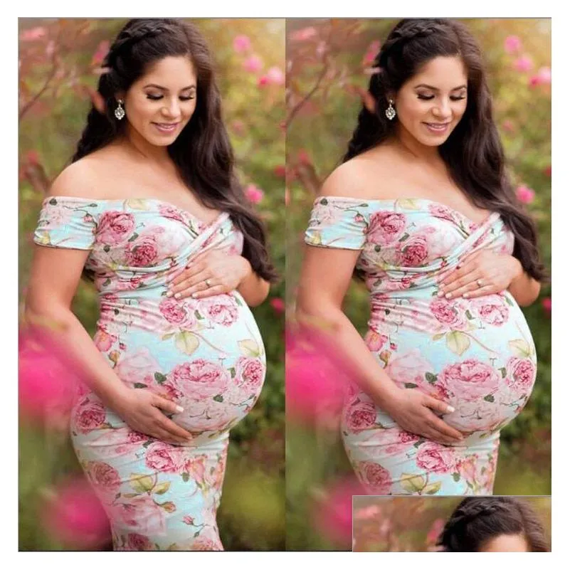 women pregnants sexy p ography props off shoulders print nursing long dress maternity clothes summer fashion maternity dress