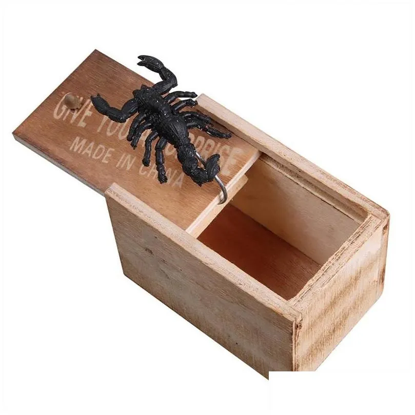 Party Favor Shocking Scary Prank Stuff Scare Box Halloween Decoration Harmless Wooden Surprise Toys April-Fools` Day Gift 1Pcs