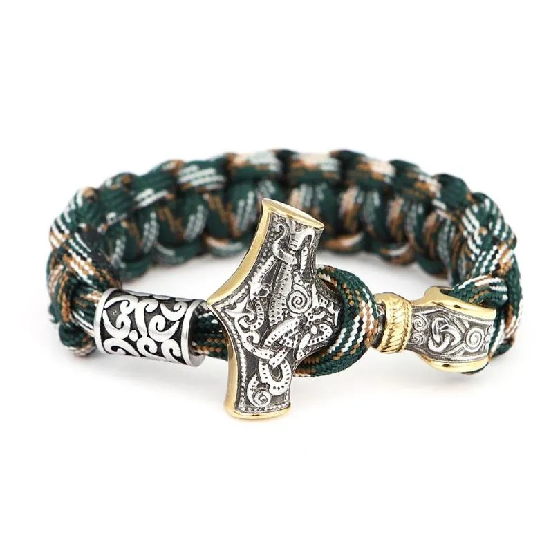 Thor`s Hammer Charm  Bracelet Braided Camouflage Paracord Bracelets