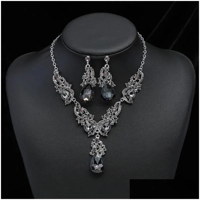 Earrings & Necklace Fashion Multiple Crystal Prom Wedding Jewelry Sets For Women Accessories Peacock Bridal SetsEarrings