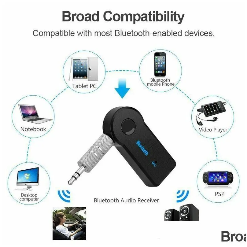 2pcs Bluetooth AUX Mini Audio Receiver Bluetooth Transmitter 3.5mm Jack Handsfree Auto Bluetooth Car Kit Music Adapter