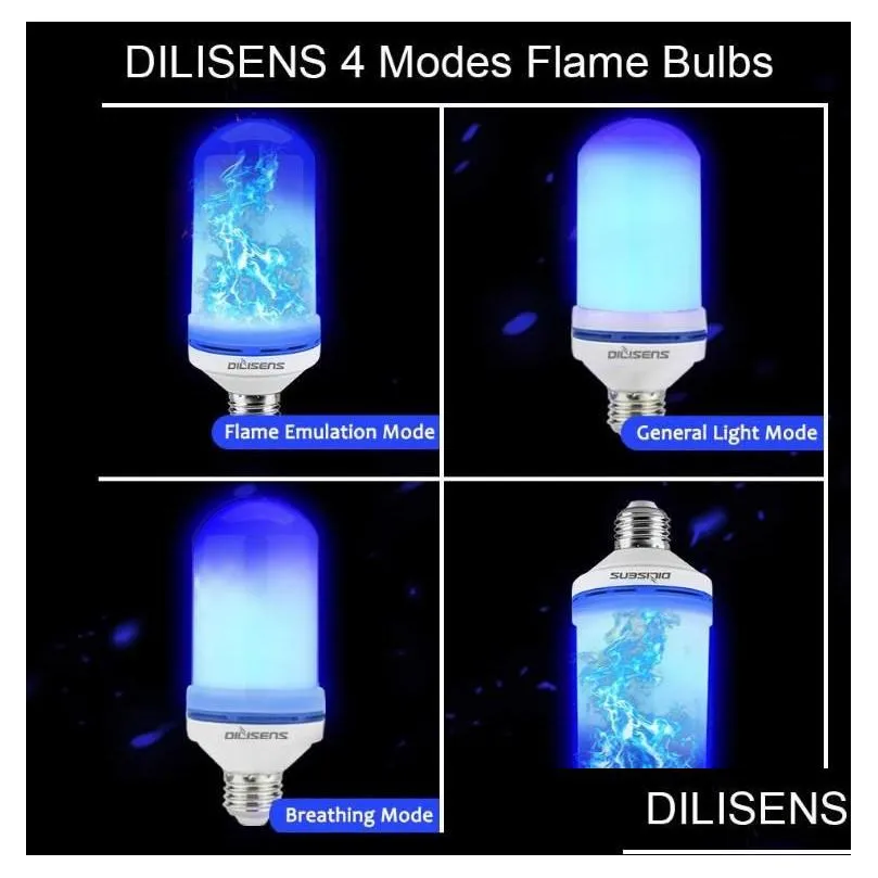 Flame Light Bulbs Torch LED Effect Fire Light Bulbs 4 Modes Glowing Flame Lights Atmosphere Decorative Light for Halloween Christmas