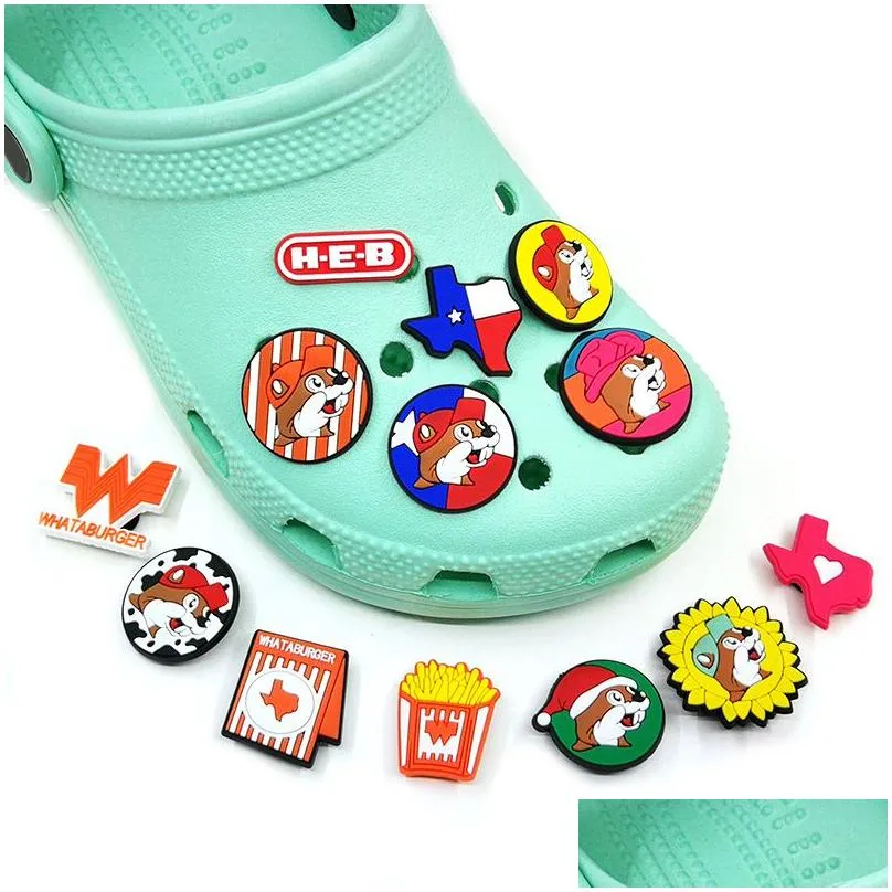 Texas Style clog charms Fashion Love Shoe Accessories For Decorations Charms pvc soft Shoes Charm Ornaments Buckles as party gift