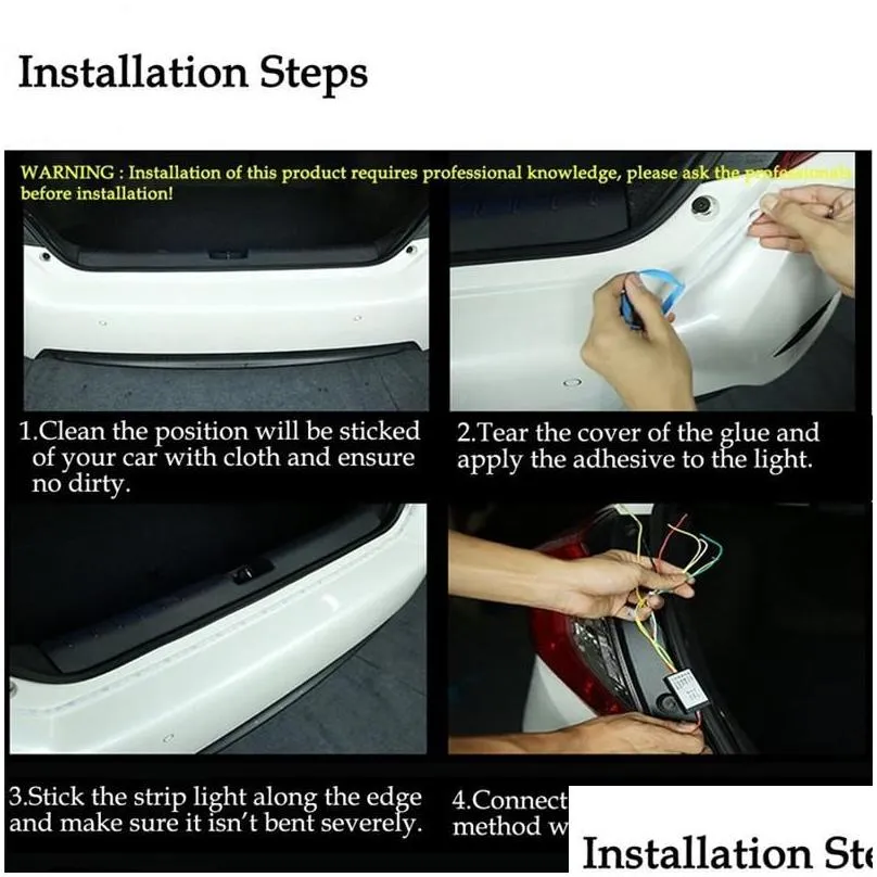 Car Rear Trunk Signal Lamp RGB Auto LED Strips Light Driving Signals Reverse Brake Lighting Truck Flow Strip Lights