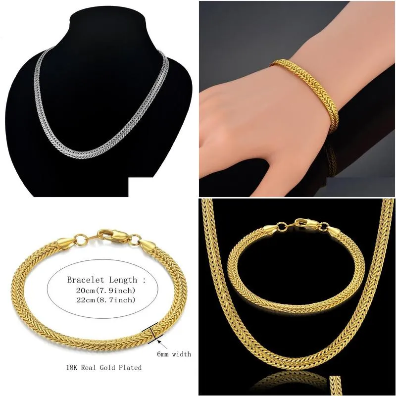 Earrings & Necklace Men Women`s Jewelry Set Gold Silver Color Bracelet Curb Cuban Weaving Snake Chain 2021 Wholesale