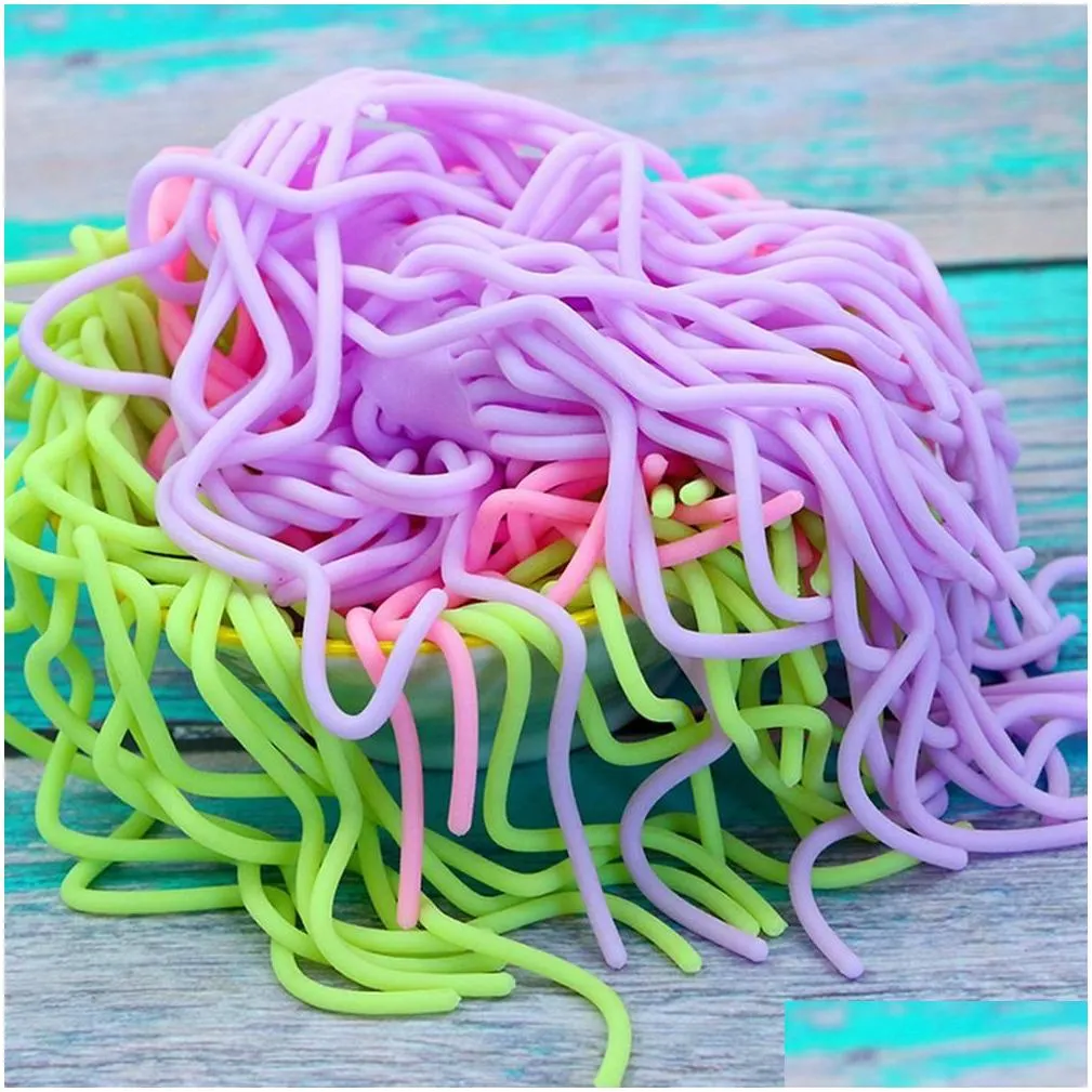 Soft Rubber TPR Relieves Pressure Vents Simulation Ramen Noodles Elastic Pull Rope Fidget Toy Elastic Gluten Pull ropes