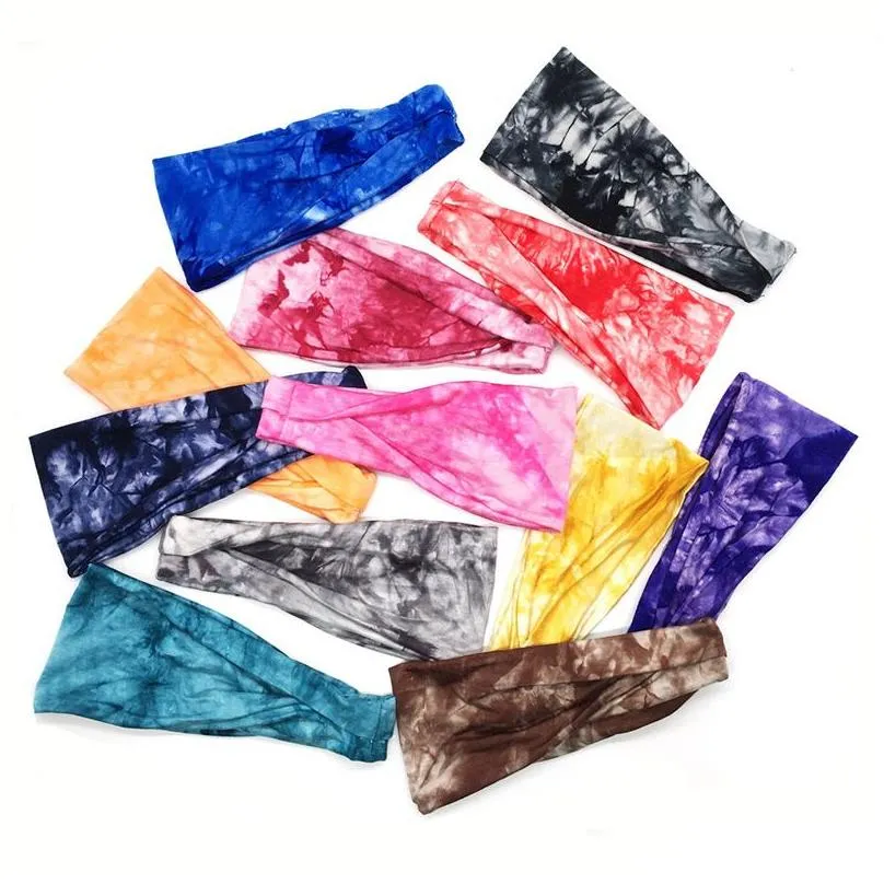 tie dye boho wide cotton stretch women girls headband fascinator hair accessories turban headwear bandage hair bands bandana headpiece