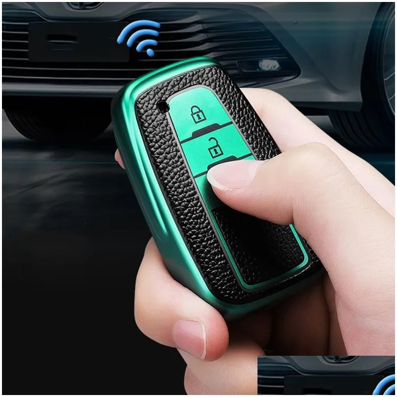 2 Button 3 Buttons Auto Keys Cover Leather TPU Key Case Accessories Cars Protect Cover For  Prius Camry Corolla C-HR CHR RAV4