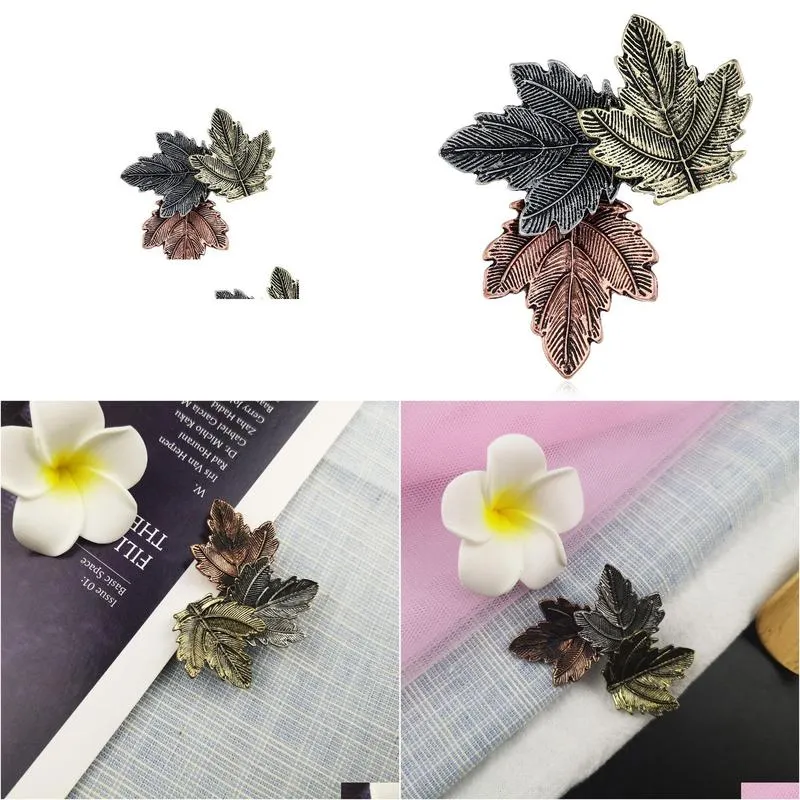 Vintage Broches Mujer Pin Maple Leaf Brooch Gold Color Brooches Pins Exquisite Collar For Women Dance Party Accessories