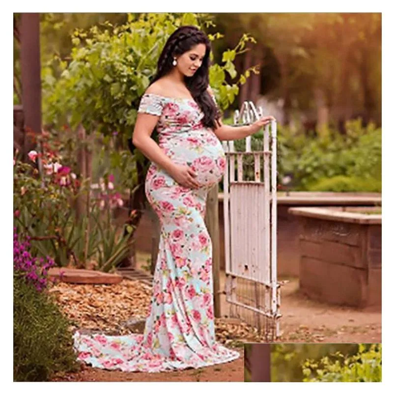 women pregnants sexy p ography props off shoulders print nursing long dress maternity clothes summer fashion maternity dress