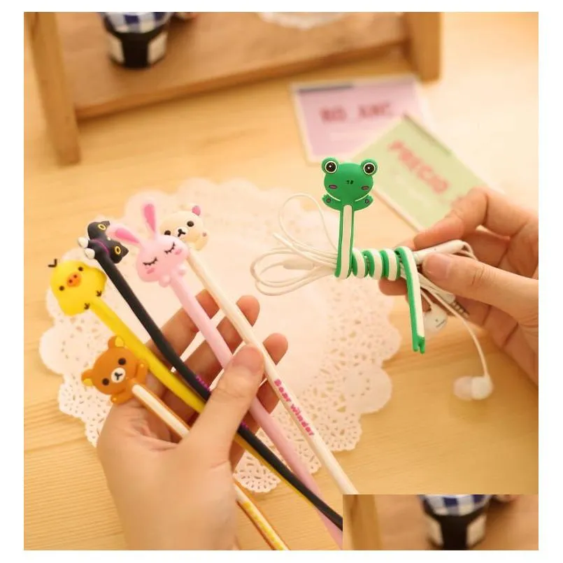 cartoon buttoned animals fixed line clamp cable wire organizer clip tidy cord holder bobbin winder kids eeducational toy