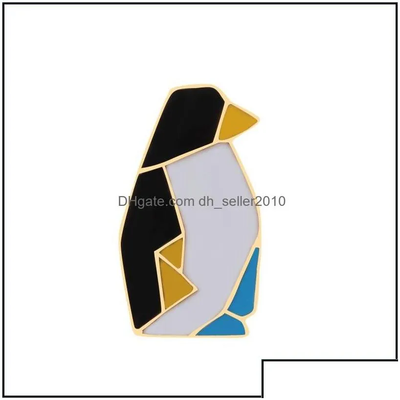 Pins Brooches Origami Splicing Brooch Rabbit Whale Penguin Enamel Pins Metal Lapel Pin Badges Jewelry 594 H1 Drop Delivery 2021 Dhsel