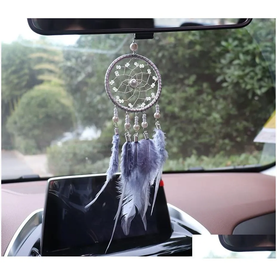 New Dream Catcher Car Hanging Decoration Rear Mirror Feather Car Mirror Pendant Car Accessories Girl Home Car Interior Decoration Car