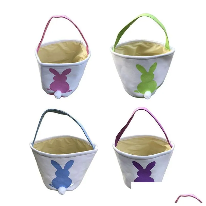 Easter Bunny Ears Basket Handbag Mix Color canvas easter bunny ear bags for kids gift bucket Cartoon Rabbit carring eggs Baskets