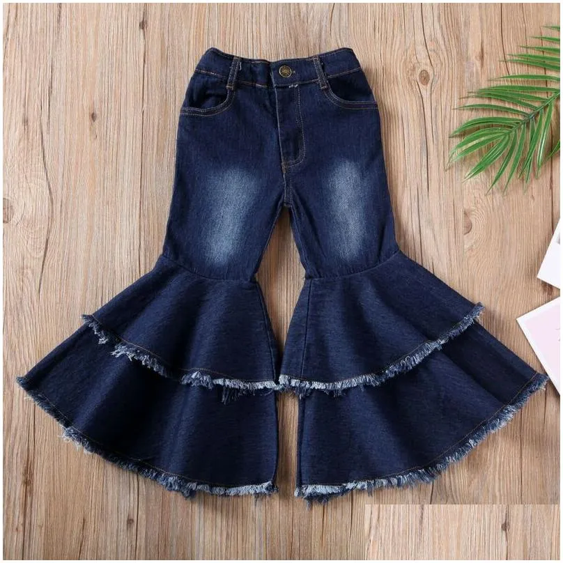 New Toddler Flare Jeans Pant Baby Kid Children Girl Clothes Bot Cut Jeans Pants Trousers Bottoms