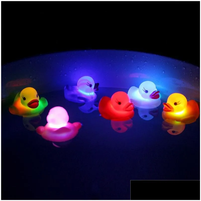 Flashing Duck LED Light Up Toy Baby Bath Toys Lighted Floating Ducks Kids Bathtub Glow Toys