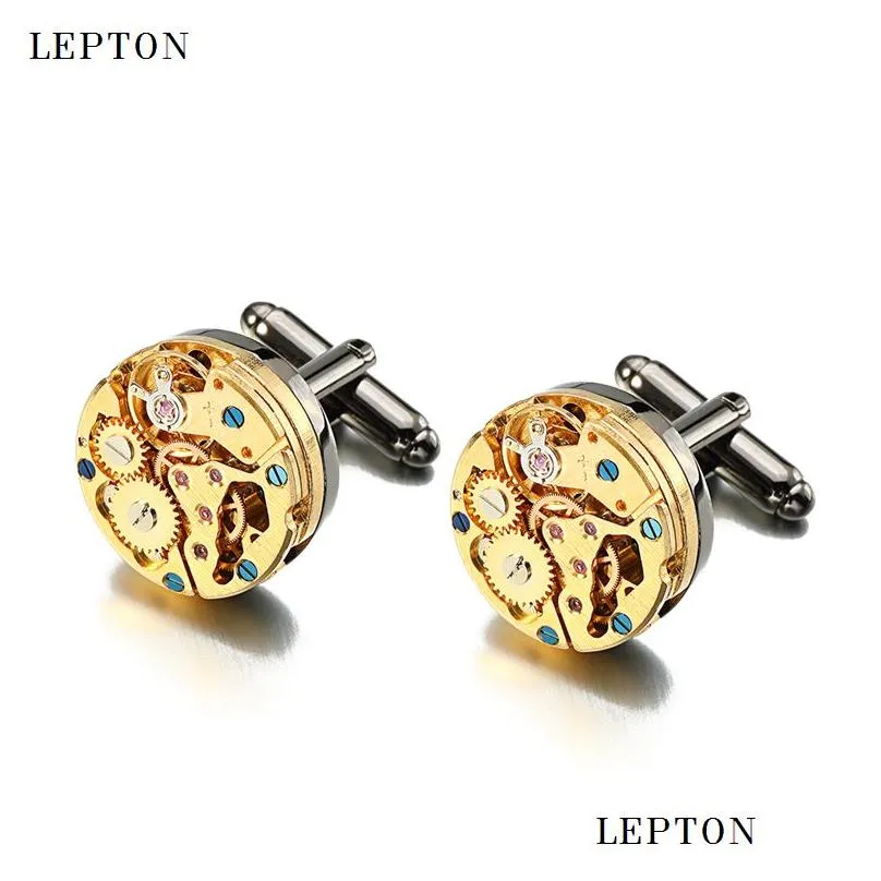 Hot Watch Movement Cufflinks for immovable Stainless Steel Steampunk Gear Watch Mechanism Cuff links for Mens Relojes gemelos1