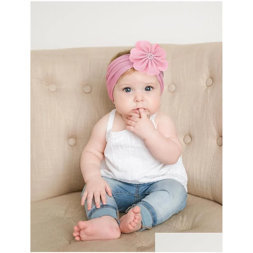 Toddler Girls Kid Baby Bow Hairband Headband Cute 3D Flower Stretch Turban Flower Head Wrap New Princess Accessories headband
