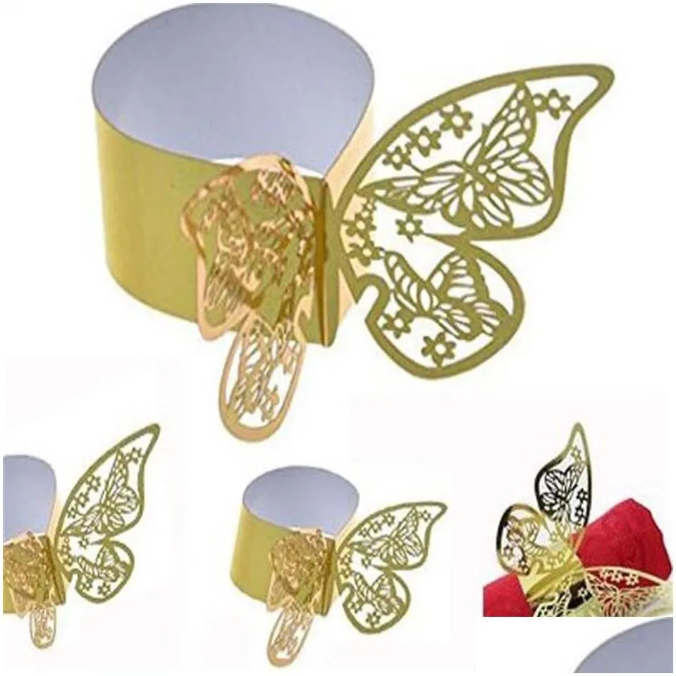 butterfly hollow napkin rings 3d paper napkin buckle for wedding baby shower party restaurant table decor214m