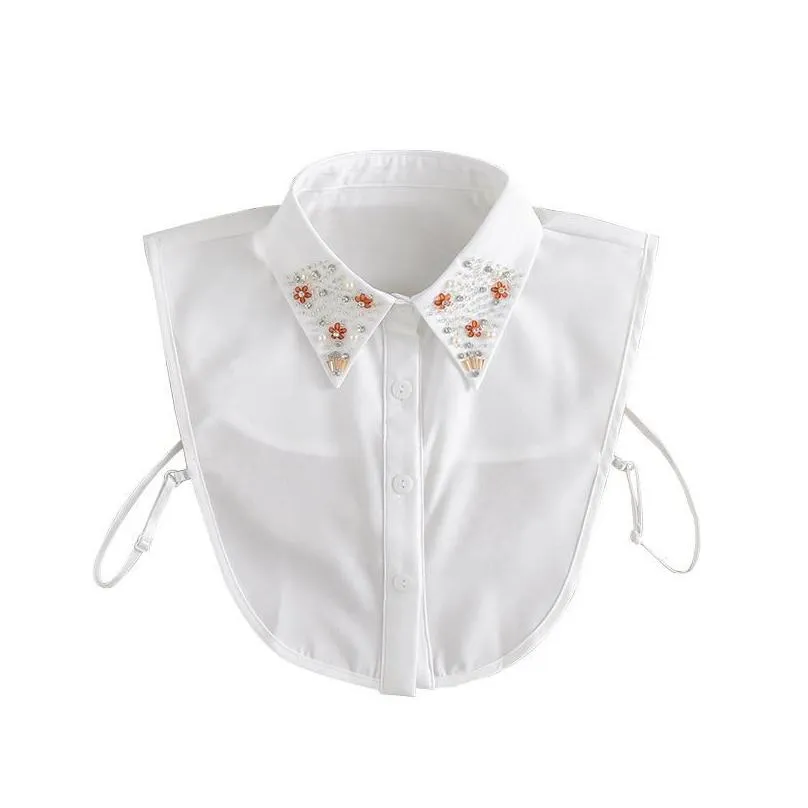 Bow Ties Women Handmade Beads Fake Collar For Sweater Shirt Detachable Collars Blouse Tops Half False