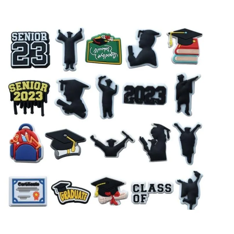 Charms Shoe Pvc graduation clog Decoration Buckle Accessories Clog Pins Charm Buttons students teacher school gift