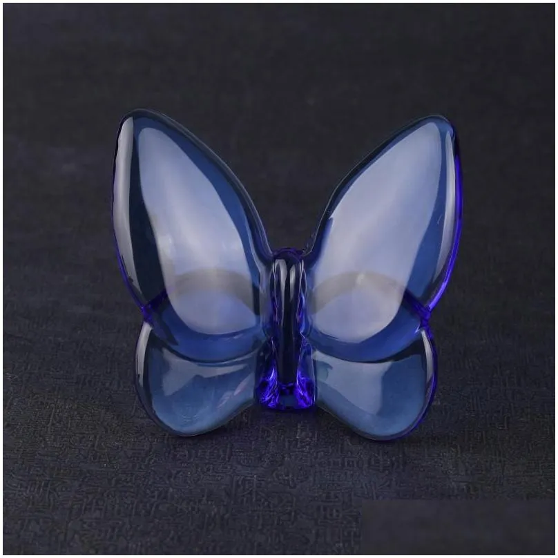 Party Favor Colored Glaze Crystal Butterfly Ornaments Home Decoration Crafts Holiday Gifts