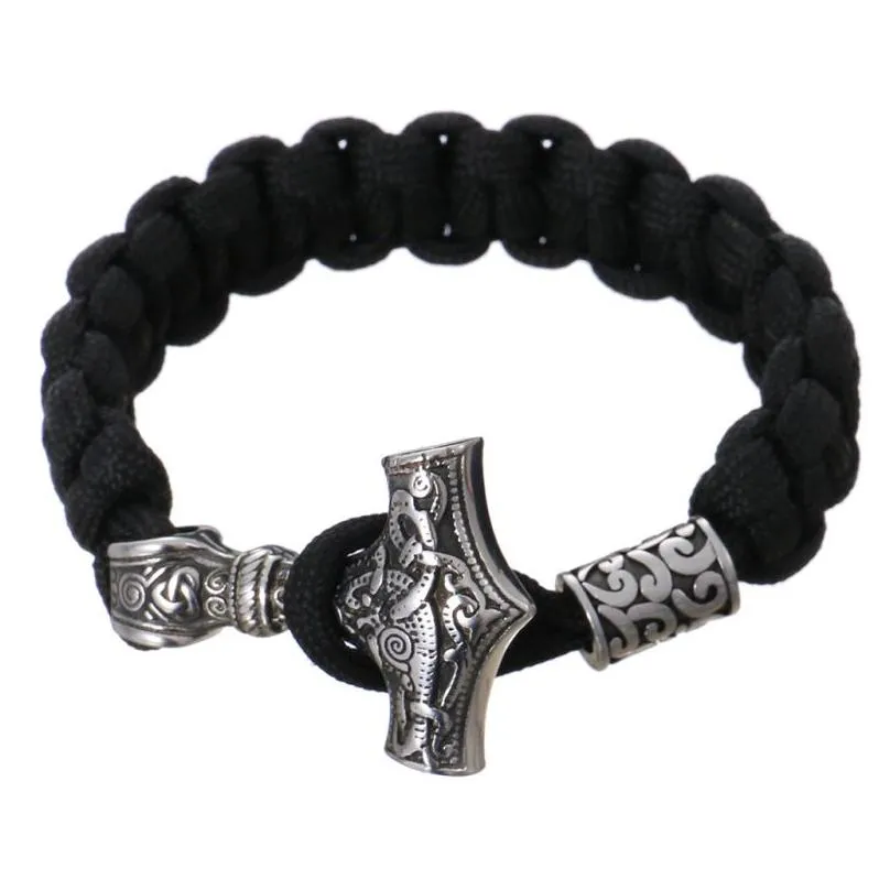 Thor`s Hammer Charm  Bracelet Braided Camouflage Paracord Bracelets