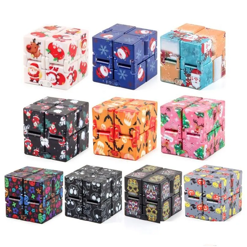 Infinite Foldable Magic Cube Fidget Cubes Puzzle Toy Stress Relief Decompression Toys Anxiety Reliever Halloween Christmas Easter