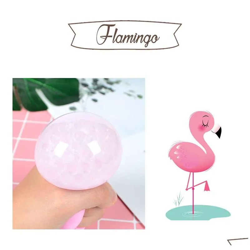 Flamingo Anti Stress Grape Ball Funny Gadget Vent Decompression Toys Stres Autism Mood Relief Hand Wrist Squeeze Kid Toy 3 colors