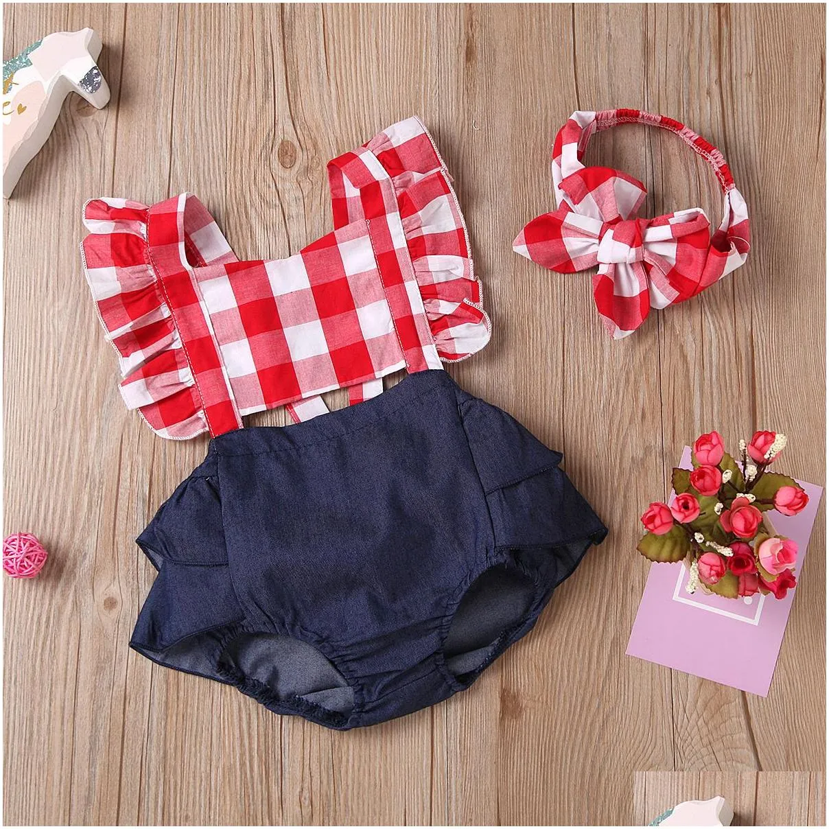 0-24M Summer Kid Baby Girl Rompers Animal Print Short Sleeve Ruffle Romper Jumpsuits+Headband Clothes Kids Clothes Gift