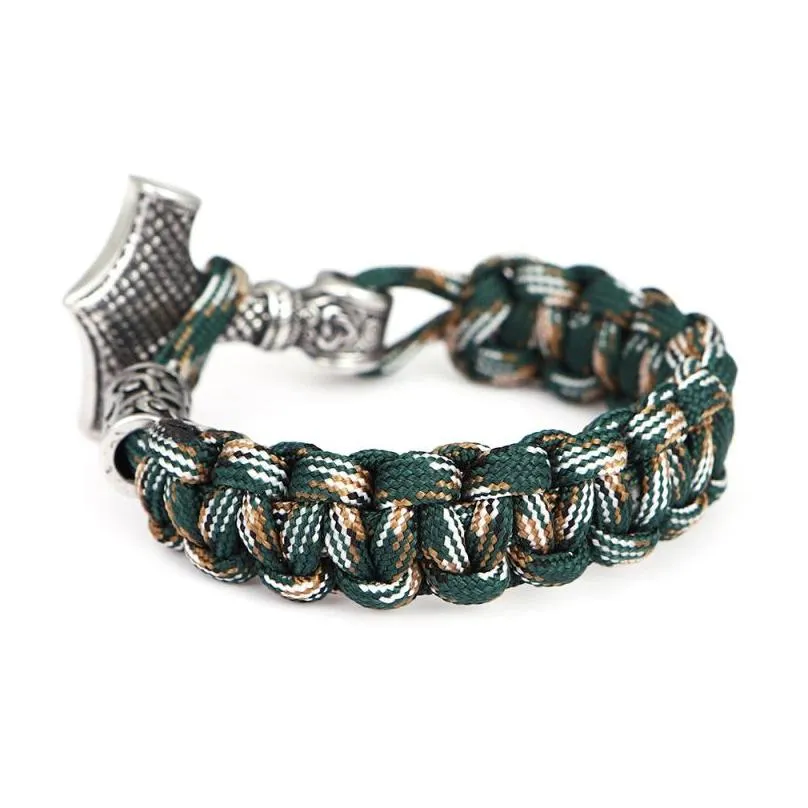 Thor`s Hammer Charm  Bracelet Braided Camouflage Paracord Bracelets