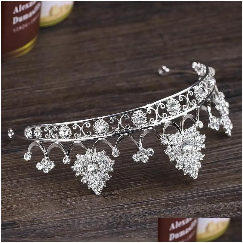 Hair Clips & Barrettes Forseven Leaf Rhinestone Crown Bridal Jewelry Headband Head Buckle Princess Headdres Wedding Accessories For