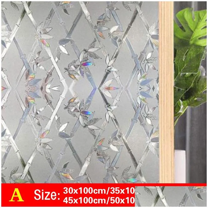 Window Stickers 1Roll 3D Decorative Glass Film Anti UV Bathroom Privacy Protective Sticker Stained Self-adhesive Home DecorWindow