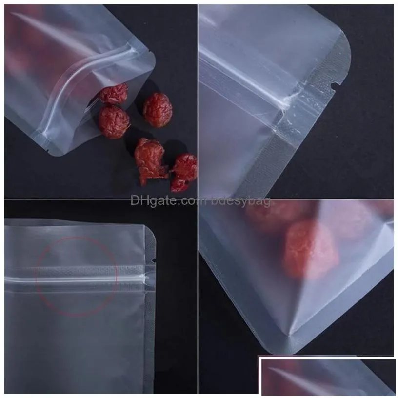 wholesale packing bags frosted transparent zipper bag flat bottom dry flower pouch smell proof food storage drop delivery office school business