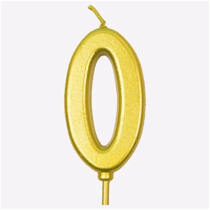 100pcs Gold 0-9 Number Environmental Smokeless Digital Candle + Chassis Tray Kids Baby Birthday Party Supply Cake Decor