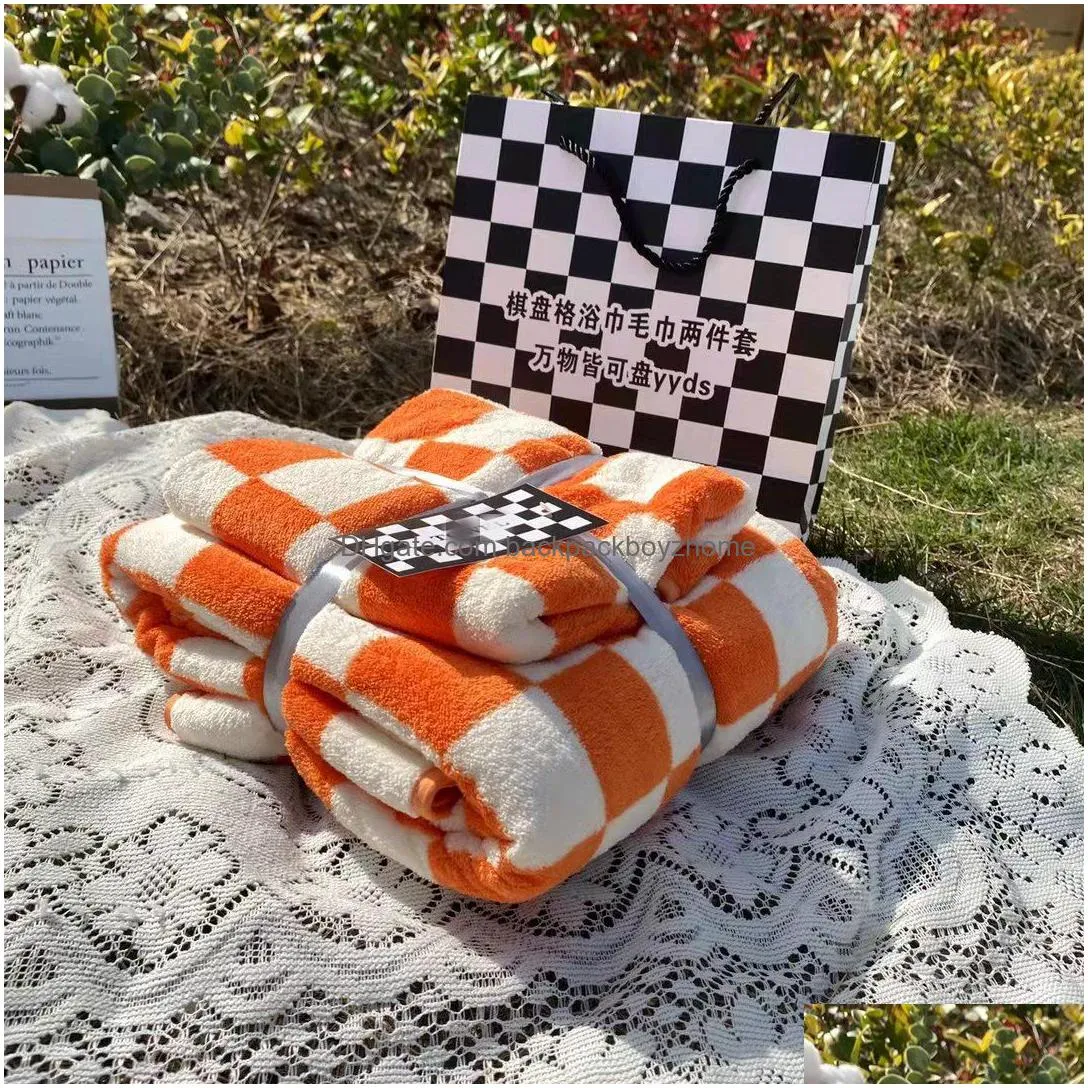 stylish letter h blanket printed bath towel soft thick high quality towels couple designer jacquard washcloth for sports swimming beach gift 2 piece