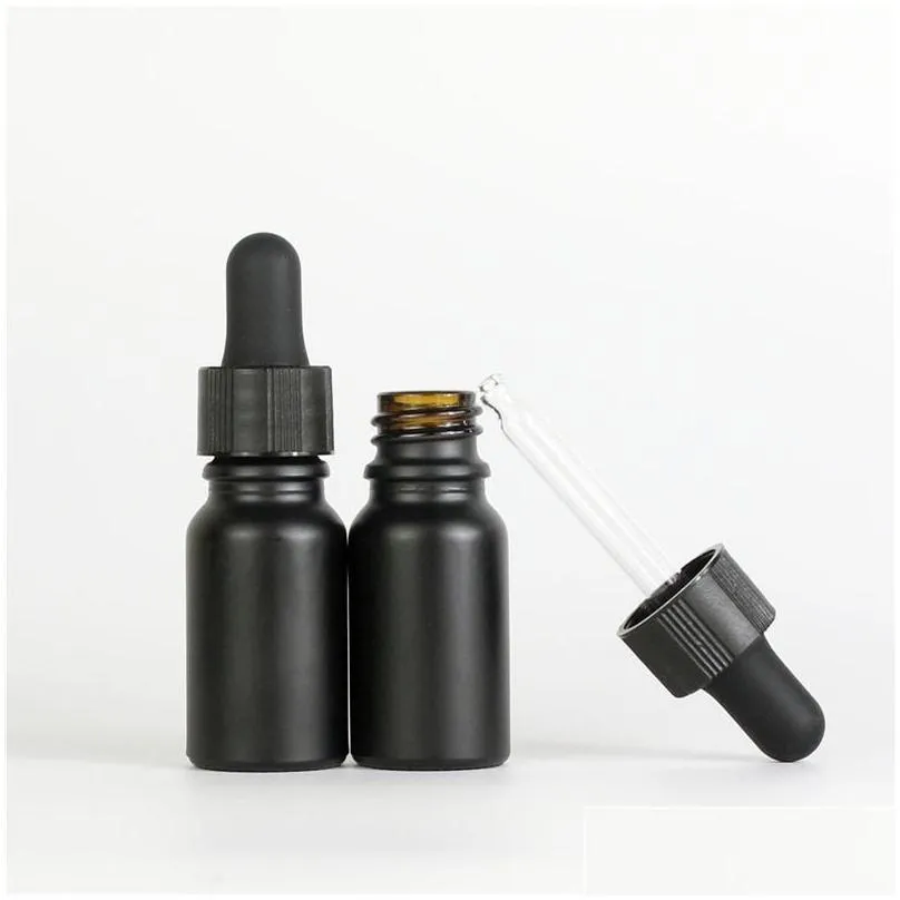 Storage Bottles & Jars 12pcs Black Coated Dropper Bottle Essential Oil Glass Liquid 10ml Drop For Massage Pipette Refillable