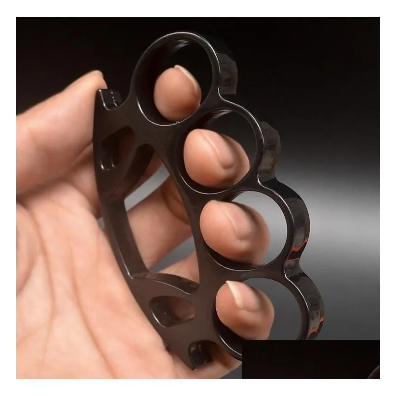 Metal Thickened Round Head Knuckle Duster Finger Fist Buckle Self-defense Tiger Knuckles Ring Outdoor Pocket EDC Defense Tool