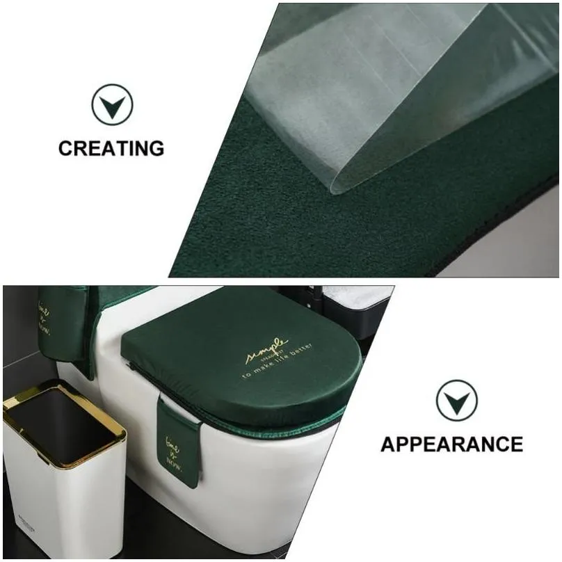 toilet seat covers 1set waterproof cushion water tank cover lid dark green