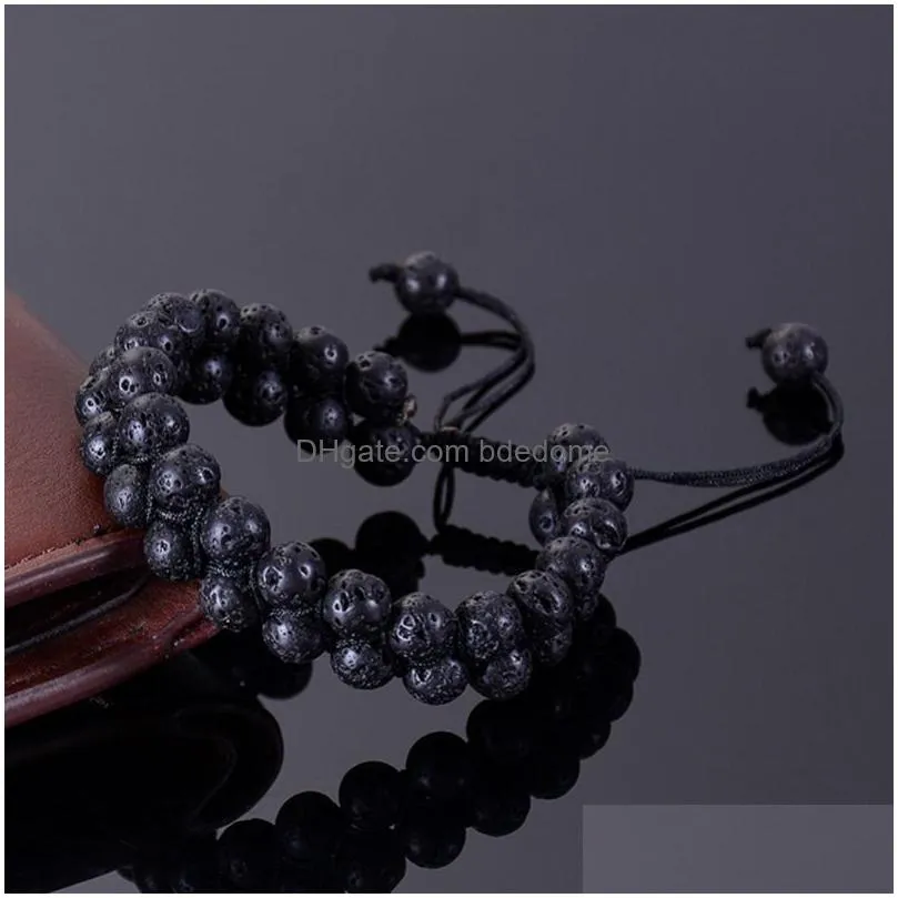 6mm 8mm oil diffuser lava double layer bracelet adjustable frosted stone bracelets women men fashion jewelry