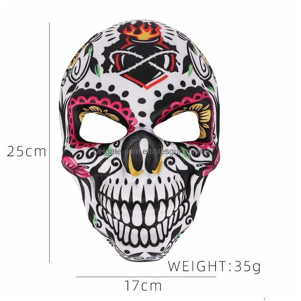  mexican day of the dead skull mask cosplay halloween skeletons print masks dress up purim party costume prop