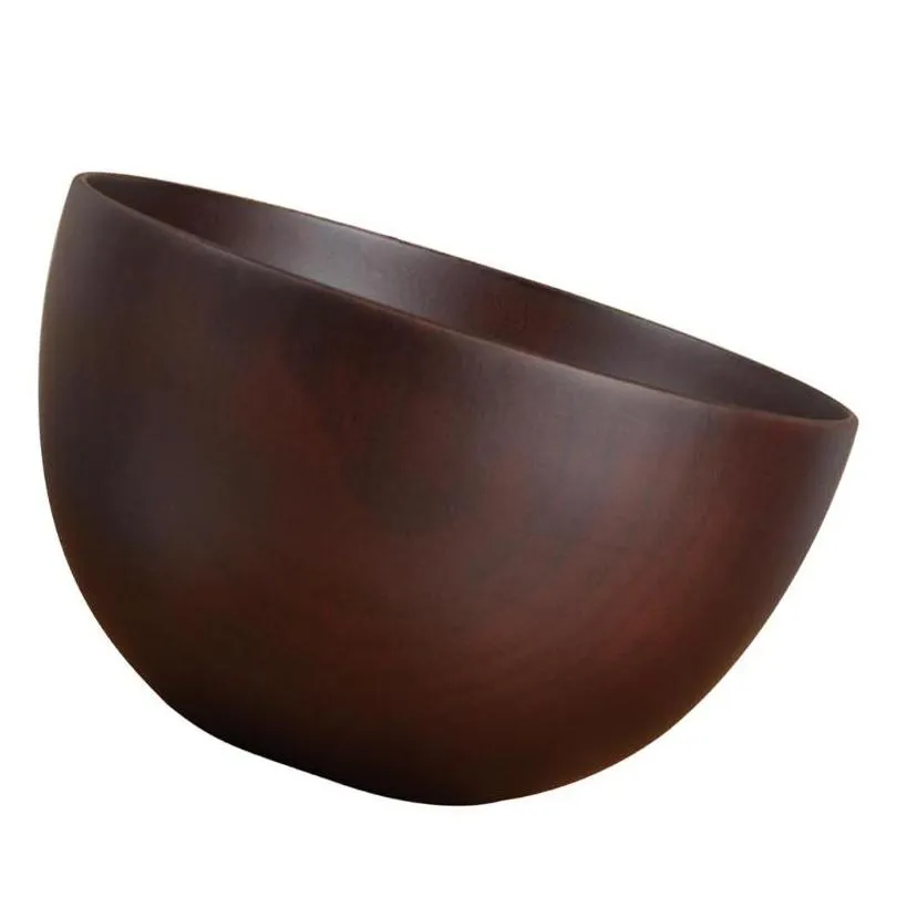 bowls natural wood round bowl handmade craft tableware fruit rice kitchen