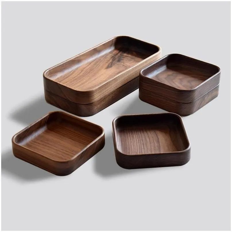 black walnut wooden fruit plate wood dessert plates and dishes serving tray sushi tableware rectangle 