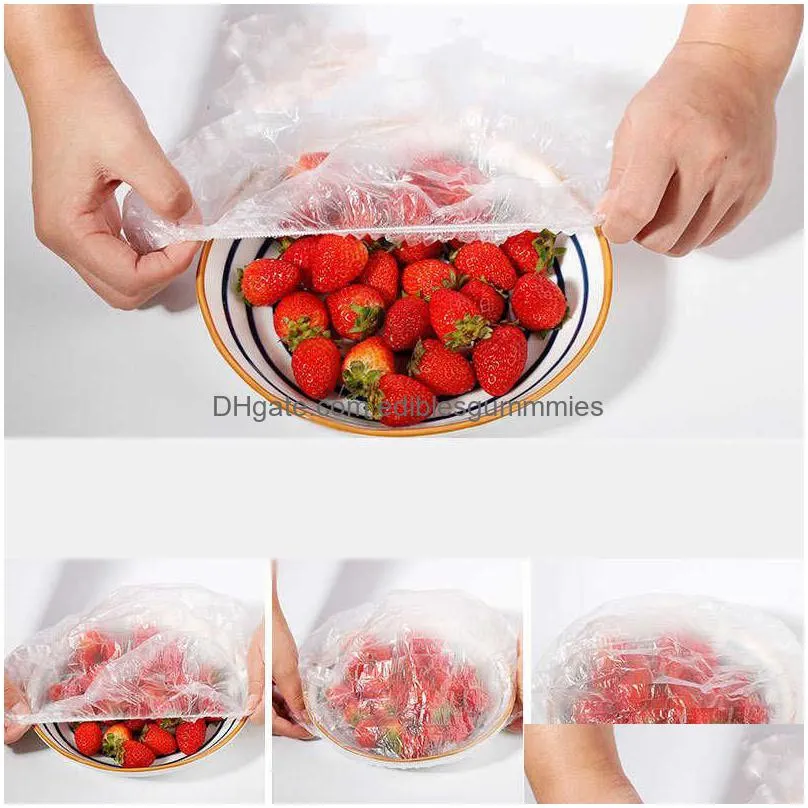  100pcs disposable pe elastic -keeping cover refrigerator food anti-flavor -keeping film for kitchen food  seal