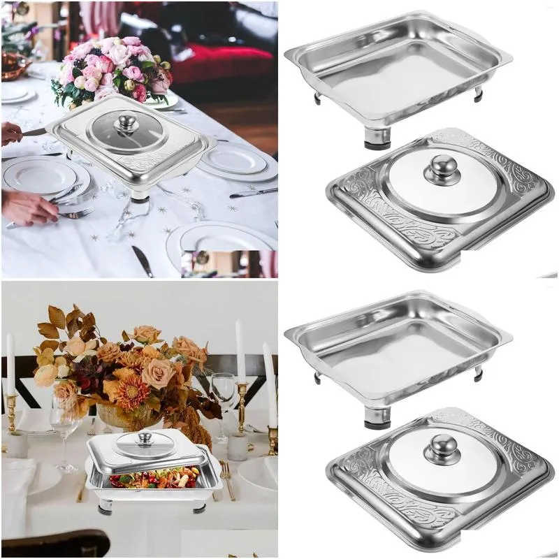 plates chafing buffet pan dishset server steel stainless metal pot dishes fondue chaffing warmer steam chafer canteen basin melting