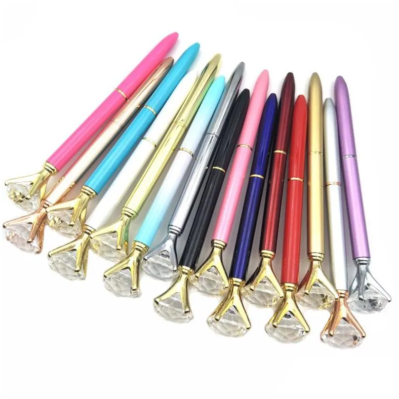 wholesale Kawaii Beautiful Diamond Ballpoint Pen Crystal Big Diamond Pens for School Office Women Wedding Bridal Shower Decor Gifts