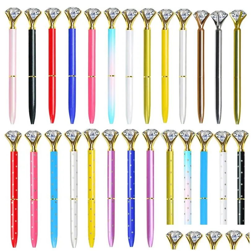 wholesale Kawaii Beautiful Diamond Ballpoint Pen Crystal Big Diamond Pens for School Office Women Wedding Bridal Shower Decor Gifts